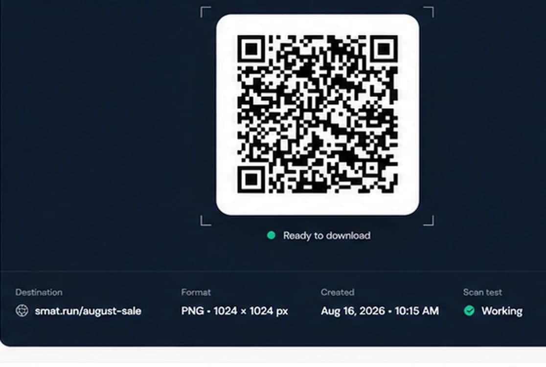 A QR code generated in SAMT, ready to download as a 1024 by 1024 pixel PNG.
